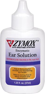 Bundle: Zymox Ear Infection Solution with .5% Hydrocortisone for Dogs & Cats, 1.25-fl oz bottle + Advanced Enzymatic Ear Wipes, 7.05-fl oz bottle, 100 count