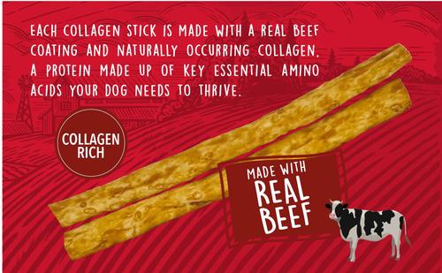 Healthy Chewers Natural Collagen & Beef Sticks High Protein Dog Chews, 21.1-oz bag, 100 count