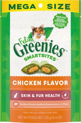 Feline SmartBites Healthy Skin & Fur Natural Chicken Flavor Soft & Crunchy Adult Cat Treats, 2.1-oz bag