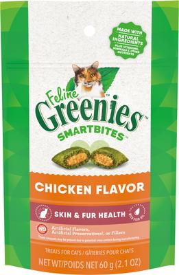Feline SmartBites Healthy Skin & Fur Natural Chicken Flavor Soft & Crunchy Adult Cat Treats, 2.1-oz bag
