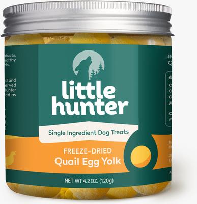 Golosinas para perros de yema de huevo de codorniz liofilizada sin cereales, frasco de 118 g