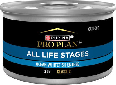 All Life Stages High Protein Classic Entree Ocean Whitefish Pate Wet Cat Food, 3-oz can, case of 24