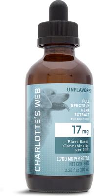 Full Spectrum Hemp Extract Unflavored Liquid Calming Supplement for Dogs, 100-ml bottle