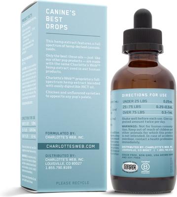 Full Spectrum Hemp Extract Unflavored Liquid Calming Supplement for Dogs, 100-ml bottle