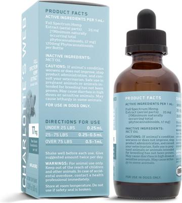 Full Spectrum Hemp Extract Unflavored Liquid Calming Supplement for Dogs, 100-ml bottle