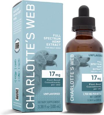Full Spectrum Hemp Extract Unflavored Liquid Calming Supplement for Dogs, 100-ml bottle