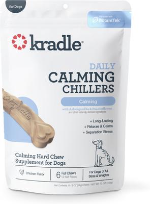 Calming Chillers Chicken Flavored Hard Chew Calming Supplement for Dogs, 6 count