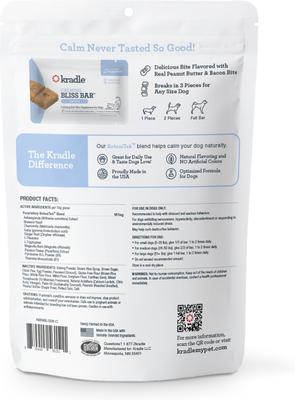 Calming Bliss Bar Peanut Butter & Bacon Flavored Soft & Chewy Calming Supplement for Dogs, 6 count