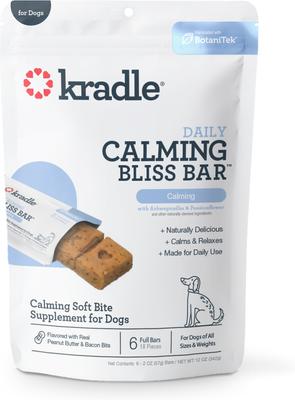 Calming Bliss Bar Peanut Butter & Bacon Flavored Soft & Chewy Calming Supplement for Dogs, 6 count