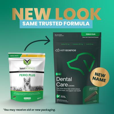 Bundle: VetriScience Perio Support Everyday Health Dog & Cat Powder Formula, 4.2-oz bottle + VetriScience Perio Plus Everyday Health Dental Stix Dental Dog Treats, 30 count