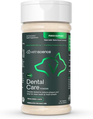Bundle: VetriScience Perio Support Everyday Health Dog & Cat Powder Formula, 4.2-oz bottle + VetriScience Perio Plus Everyday Health Dental Stix Dental Dog Treats, 30 count