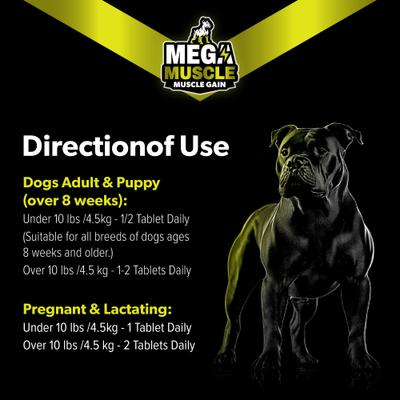 Mega Muscle Muscle Gain 2-in-1 Daily Booster & Multivitamin Chewable Tablets for Dogs, 60 count