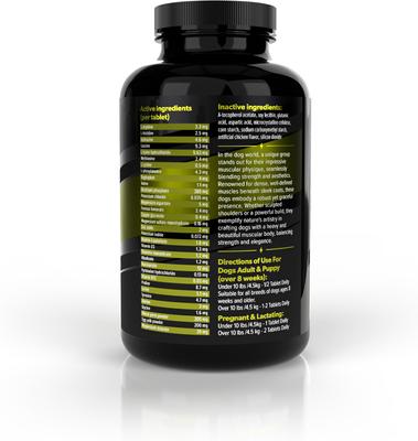 Mega Muscle Muscle Gain 2-in-1 Daily Booster & Multivitamin Chewable Tablets for Dogs, 60 count