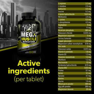 Mega Muscle Muscle Gain 2-in-1 Daily Booster & Multivitamin Chewable Tablets for Dogs, 60 count