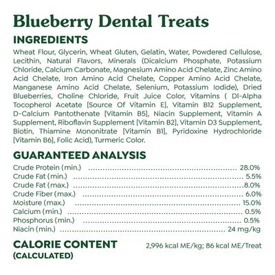 Blueberry Regular Dental Dog Treats, 36 count bundle
