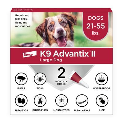 Bundle: K9 Advantix II Flea & Tick Spot Treatment for Dogs, 21-55 lbs + Pet Protect Allergy & Immune+ Supplement, 60 count