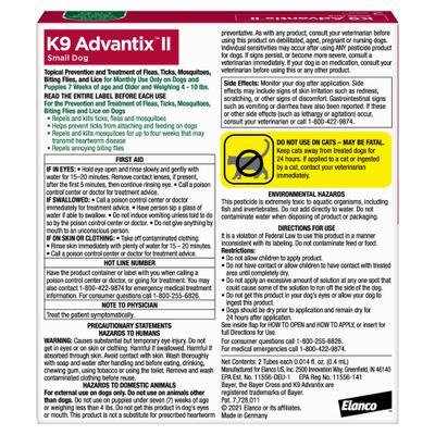 Bundle: K9 Advantix II Flea & Tick Spot Treatment for Dogs, 4-10 lbs, 2 Doses + Pet Protect Skin Health Supplement, 60 count