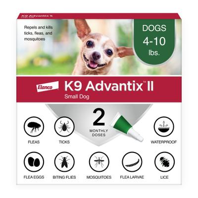 Bundle: K9 Advantix II Flea & Tick Spot Treatment, 4-10 lbs, 2 Doses (2-mos. supply) + Pet Protect Fast Acting Calming Supplement for Dogs, 60 count