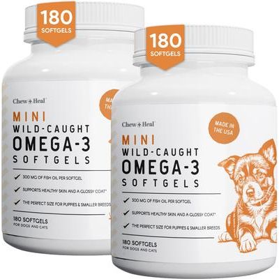 Mini cápsulas blandas de omega-3 silvestres para la piel y el pelaje de cachorros, 360 unidades