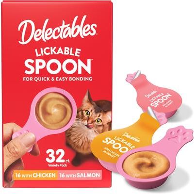 Delectables - Paquete variado de golosinas para lamer para gatos con pollo y atún, 32 unidades