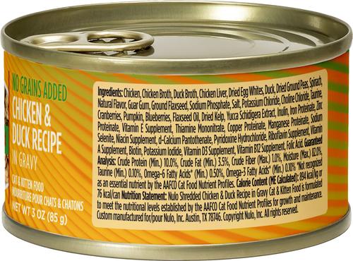 Shredded Chicken & Duck in Gravy Grain-Free Canned Cat Food, 3-oz, case of 24