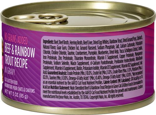Shredded Beef & Rainbow Trout in Gravy Grain-Free Canned Cat & Kitten Food, 3-oz, case of 24