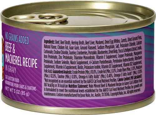 Minced Beef & Mackerel in Gravy Grain-Free Canned Cat Food, 3-oz, case of 24
