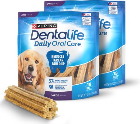 Daily Oral Care Chicken Flavor Large Dental Dog Treats, 18 count