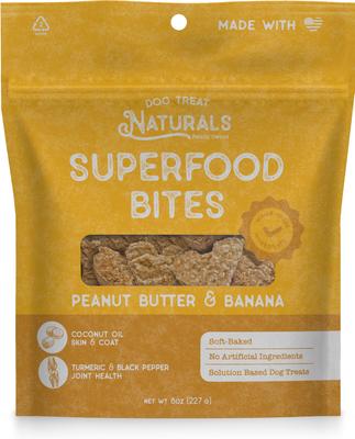 Bocados superalimenticios de mantequilla de maní y plátano para perros, bolsa de 8 oz