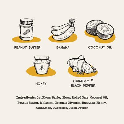 Bocados superalimenticios de mantequilla de maní y plátano para perros, bolsa de 8 oz