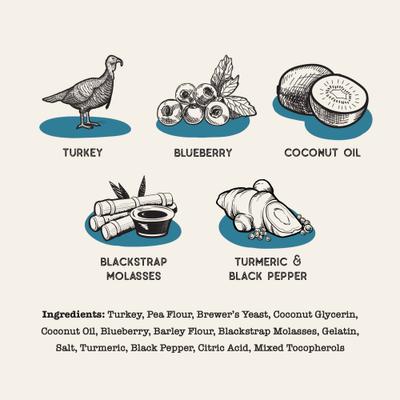 Golosinas masticables naturales para perros de pavo y arándanos Superfood Fresh All Stages, bolsa de 10 oz