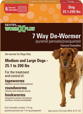 HC WormX Plus 7 Way Dewormer for Hookworms, Roundworm & Tapeworms for Medium & Large Breed Dogs, 2 count