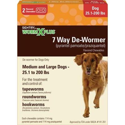 HC WormX Plus Desparasitante de 7 vías para anquilostomas, ascárides y tenias para perros de razas medianas y grandes, 2 unidades