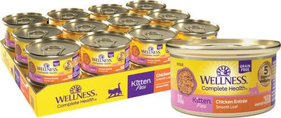 Bundle: Wellness Complete Health Kitten Formula Grain-Free Canned Cat Food, 3-oz, case of 24 + Wellness Complete Health Natural Grain-Free Deboned Chicken & Chicken Meal Dry Kitten Food, 5.5-lb bag