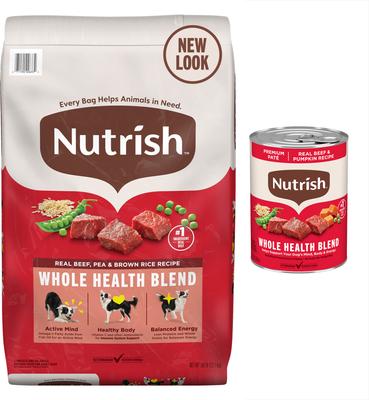 Paquete: Alimento seco con receta de carne de res, guisantes y arroz integral Rachael Ray Nutrish + Alimento enlatado con carne de res y calabaza para perros