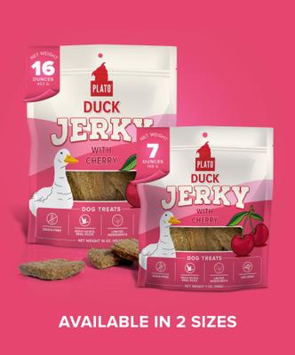 Duck Jerky with Cherry Dog Treats, 7-oz bag