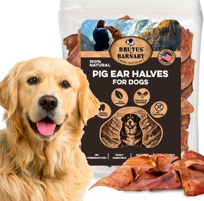 Thick Cut Whole Pig Ear Natural Dog Chew Treats, 15 count