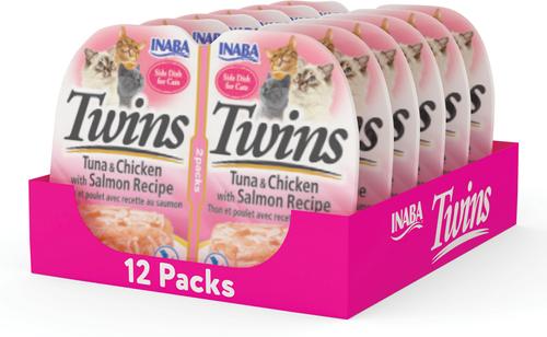 Twins Tuna & Chicken with Salmon Recipe Grain-Free Cat Food Topper, 1.23-oz pouch, 12 count
