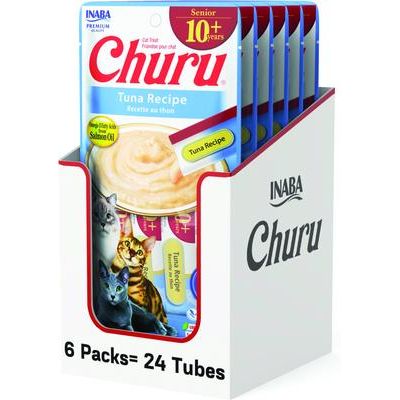 Churu para gatos mayores de 10 años, golosinas para lamer con receta de atún, tubo de 0.5 oz, 24 unidades