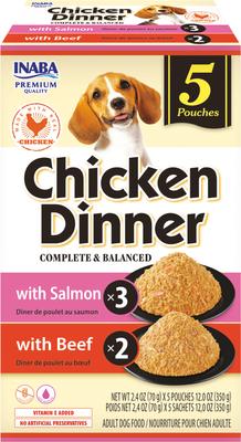 Chicken Dinner Salmon & Beef Wet Dog Food, 2.4-oz pouch, case of 15