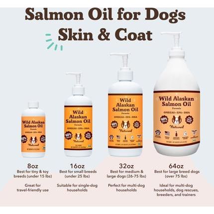 Suplemento líquido de aceite de salmón salvaje de Alaska para perros, botella de 944 ml