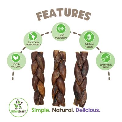 5 to 6-in Braided Gullet Sticks Natural Dog Chew Treats, 10 count
