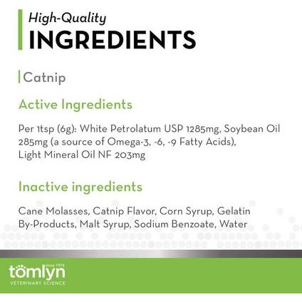Tomlyn, Laxatone Gel para Control de Bolas de Pelo en Gatos, Petrolato Blanco + Aceite Mineral, varios sabores, 120 g.