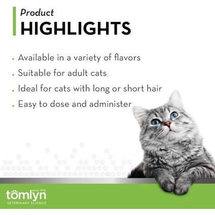Tomlyn, Laxatone Gel para Control de Bolas de Pelo en Gatos, Petrolato Blanco + Aceite Mineral, varios sabores, 120 g.
