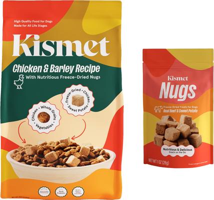 Bundle: Kismet Chicken & Barley Recipe with Freeze-Dried Nugs Dry Dog Food, 19-lb bag + Beef & Sweet Potato Nugs Freeze-Dried Treats, 1-oz bag