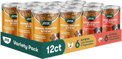 Bone Broth Stew Chicken & Salmon Variety Pack Wet Dog Food, 13-oz can, case of 12