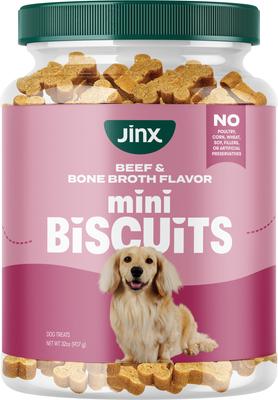 Beef Bone Broth Mini Biscuits Crunchy Dog Treats, 32-oz bag