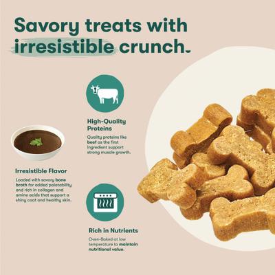 Beef Bone Broth Mini Biscuits Crunchy Dog Treats, 32-oz bag