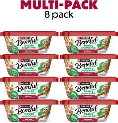 Comidas recién preparadas: estofado de res con guisantes, zanahorias, arroz y cebada, alimento húmedo para perros, 10 oz, caja de 8