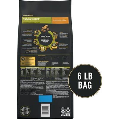 Alimento seco para perros con fórmula de pollo y arroz desmenuzado para control de peso adulto, bolsa de 6 lb